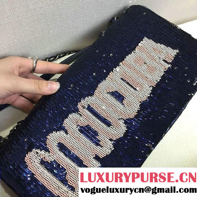 Chanel Sequins Coco Cuba Clutch Bag A98612 Blue Cruise 2017
