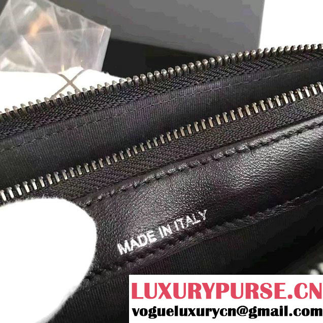 Chanel Grained Calfskin Boy Double Zipped Small Clutch Chain Phone Holder Bag A84069 Black 2016