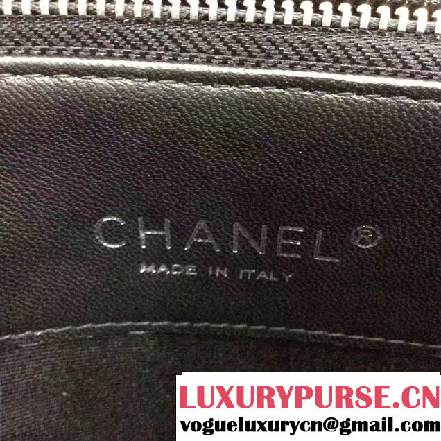 Chanel Chevron Double Zipped Small Clutch Chain Bag A82527 Black/Silver 2017