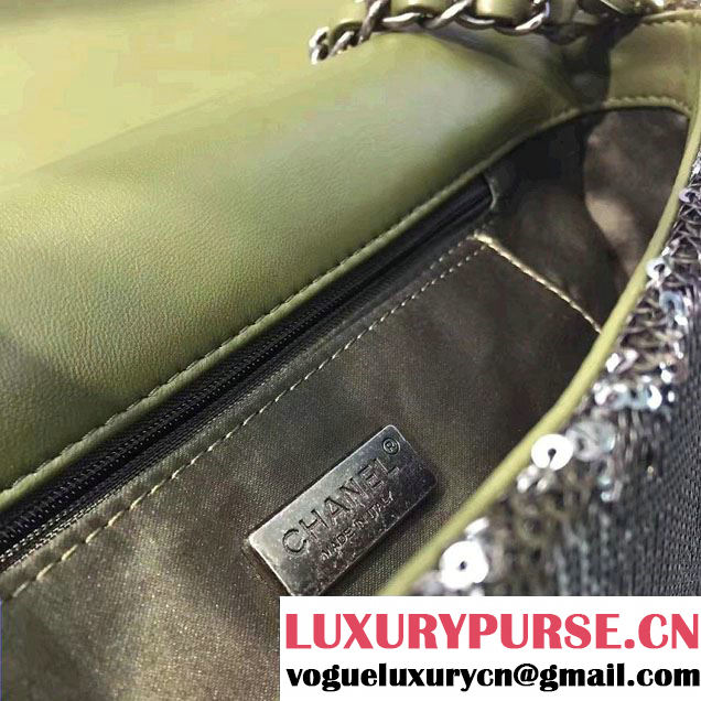 Chanel Sequins Coco Cuba Clutch Bag A98612 Army Green Cruise 2017