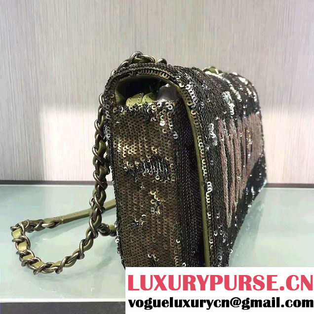 Chanel Sequins Coco Cuba Clutch Bag A98612 Army Green Cruise 2017