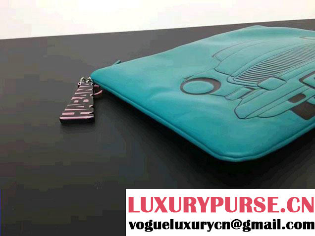 Chanel Lambskin and Car Printed Pouch Clutch Bag 2017