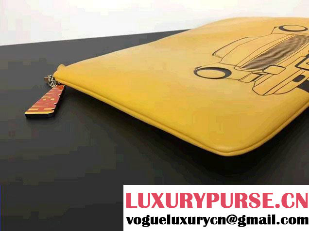 Chanel Lambskin and Car Printed Pouch Clutch Bag 2017
