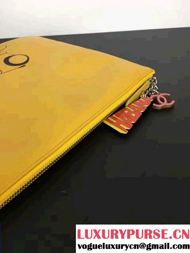 Chanel Lambskin and Car Printed Pouch Clutch Bag 2017