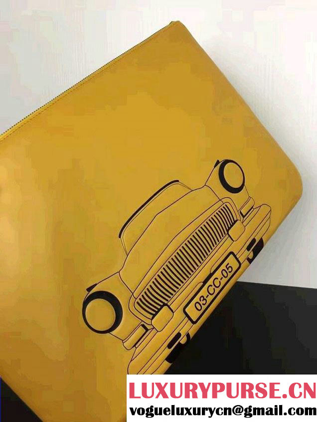 Chanel Lambskin and Car Printed Pouch Clutch Bag 2017