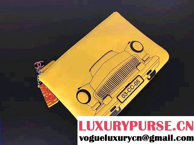 Chanel Lambskin and Car Printed Pouch Clutch Bag 2017
