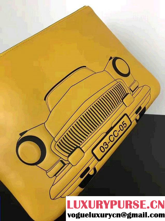 Chanel Lambskin and Car Printed Pouch Clutch Bag 2017
