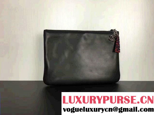 Chanel Lambskin and Car Printed Pouch Clutch Bag 2017