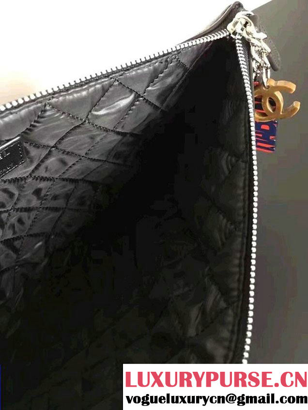 Chanel Lambskin and Car Printed Pouch Clutch Bag 2017