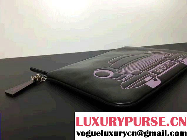 Chanel Lambskin and Car Printed Pouch Clutch Bag 2017