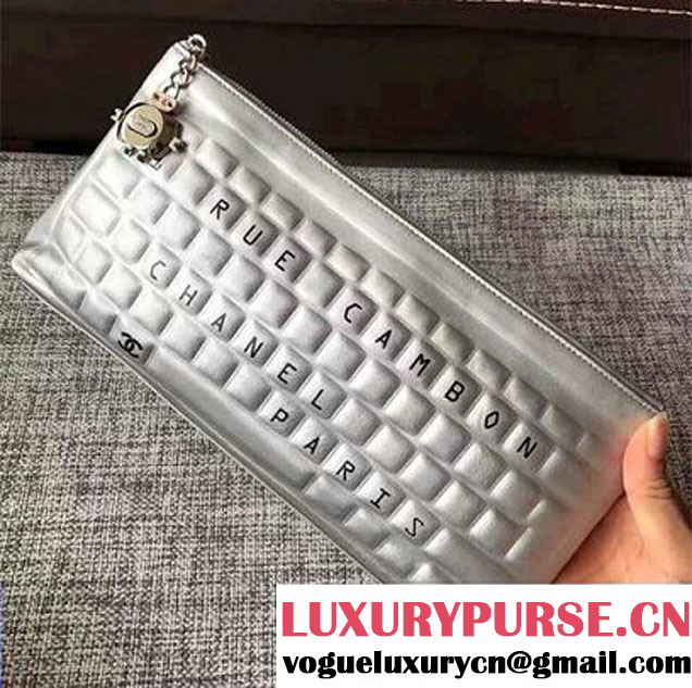 Chanel Keyboard Pouch Bag With Robot Charm Sliver 2017