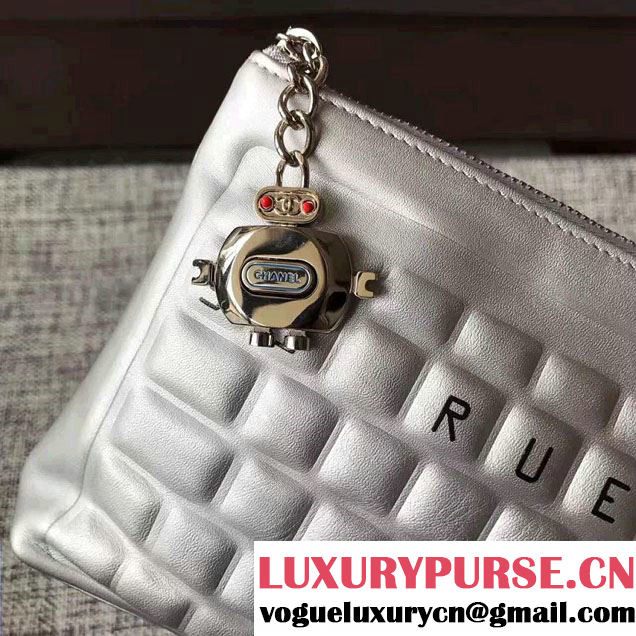 Chanel Keyboard Pouch Bag With Robot Charm Sliver 2017