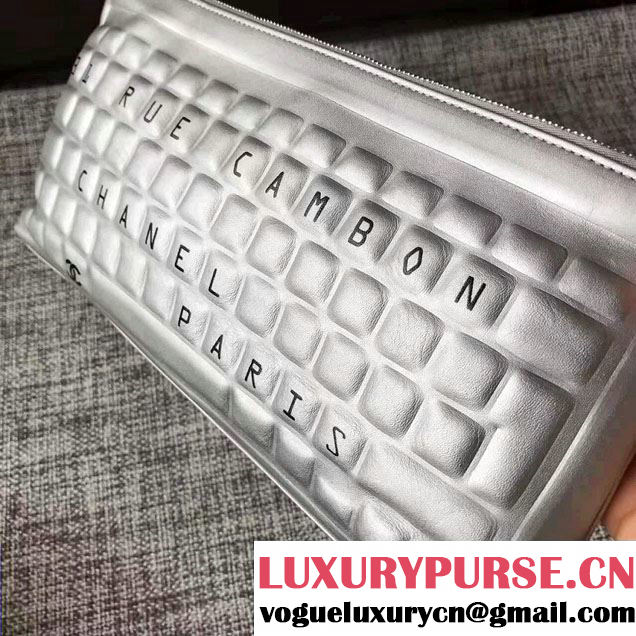 Chanel Keyboard Pouch Bag With Robot Charm Sliver 2017