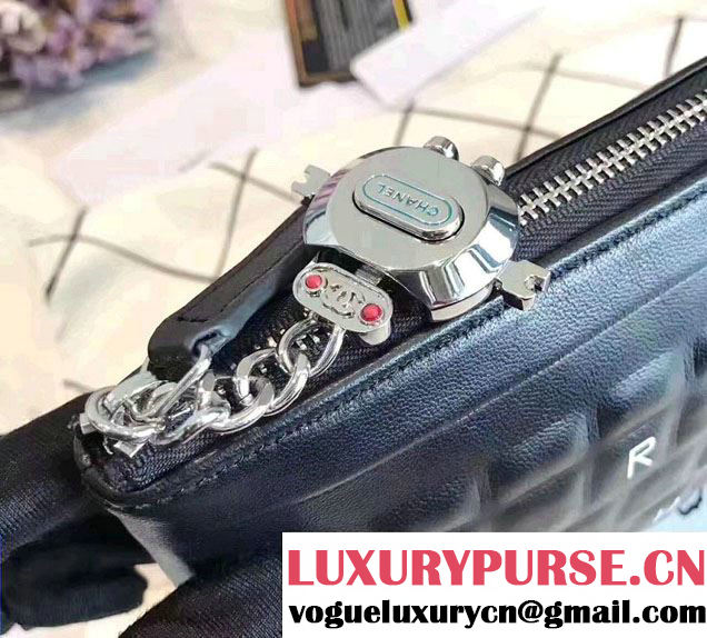 Chanel Keyboard Pouch Bag With Robot Charm Black 2017