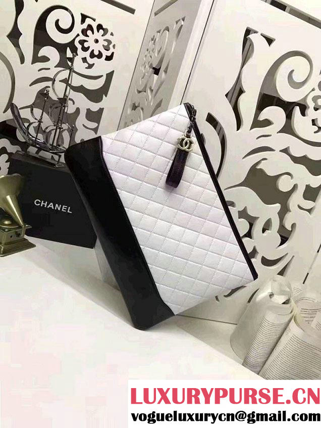 Chanel Gabrielle Pouch Clutch Large Bag A84288 White/Black 2017
