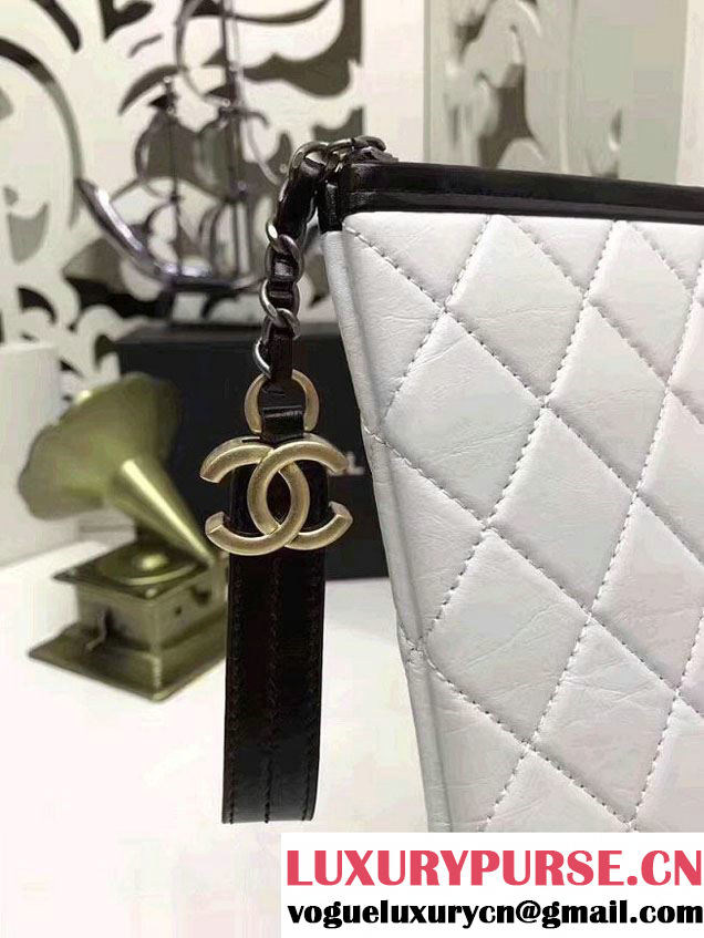 Chanel Gabrielle Pouch Clutch Large Bag A84288 White/Black 2017