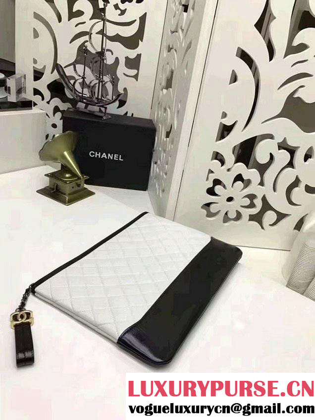 Chanel Gabrielle Pouch Clutch Large Bag A84288 White/Black 2017