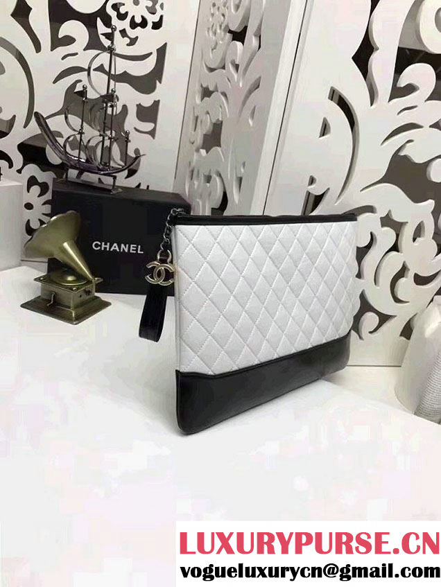 Chanel Gabrielle Pouch Clutch Large Bag A84288 White/Black 2017