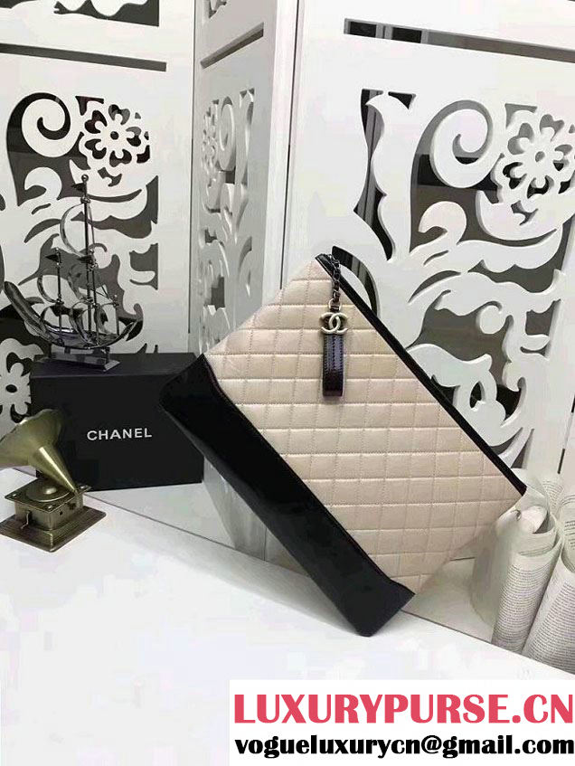 Chanel Gabrielle Pouch Clutch Large Bag A84288 Beige/Black 2017