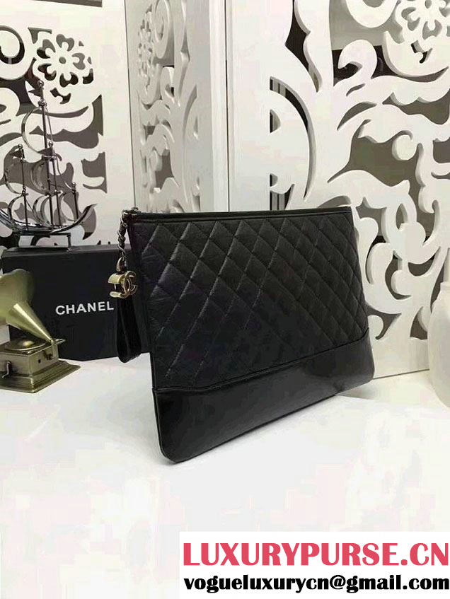 Chanel Gabrielle Pouch Clutch Large Bag A84288 Black 2017