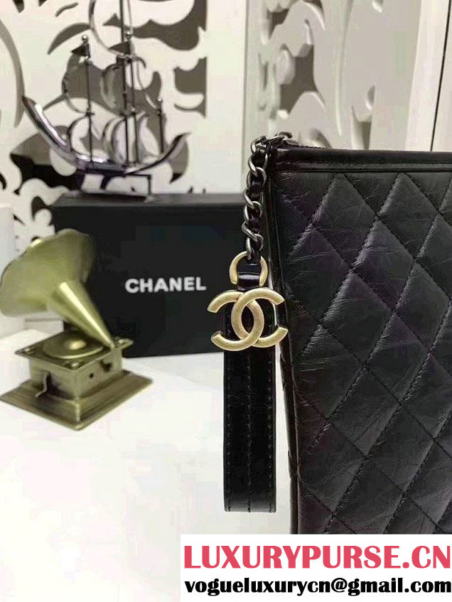 Chanel Gabrielle Pouch Clutch Large Bag A84288 Black 2017