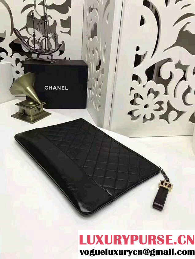 Chanel Gabrielle Pouch Clutch Large Bag A84288 Black 2017