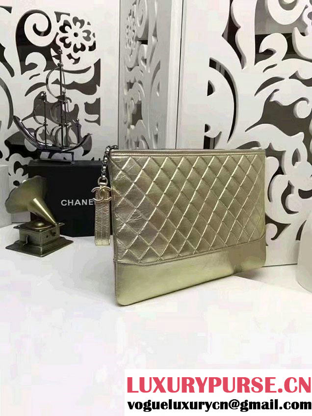 Chanel Gabrielle Pouch Clutch Large Bag A84288 Gold 2017