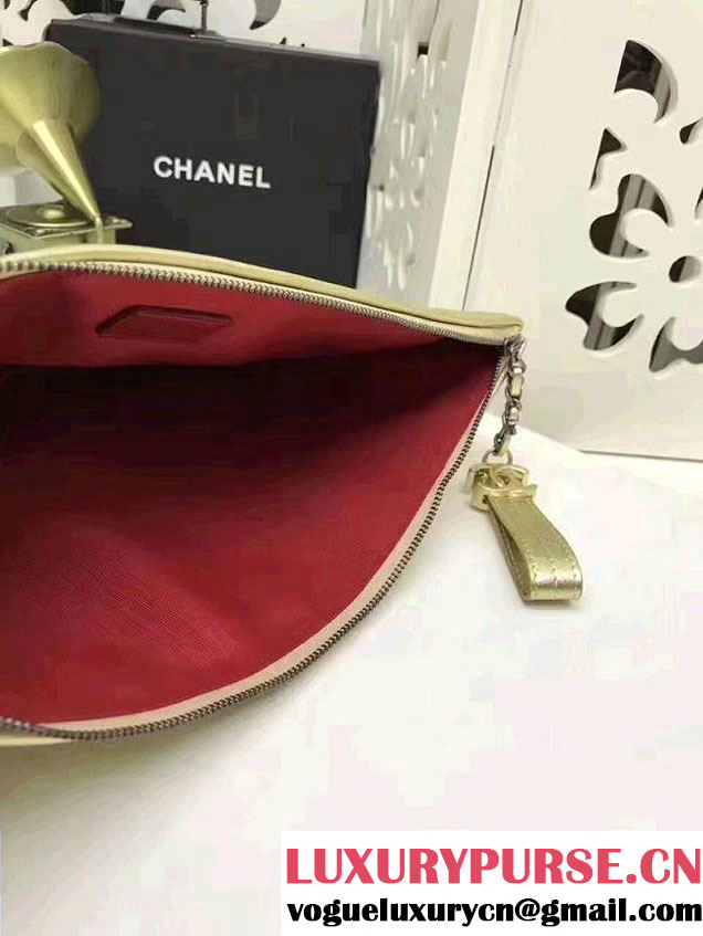 Chanel Gabrielle Pouch Clutch Large Bag A84288 Gold 2017