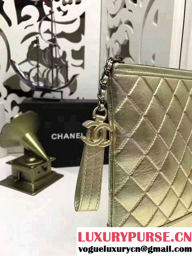 Chanel Gabrielle Pouch Clutch Large Bag A84288 Gold 2017