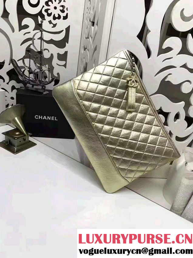 Chanel Gabrielle Pouch Clutch Large Bag A84288 Gold 2017