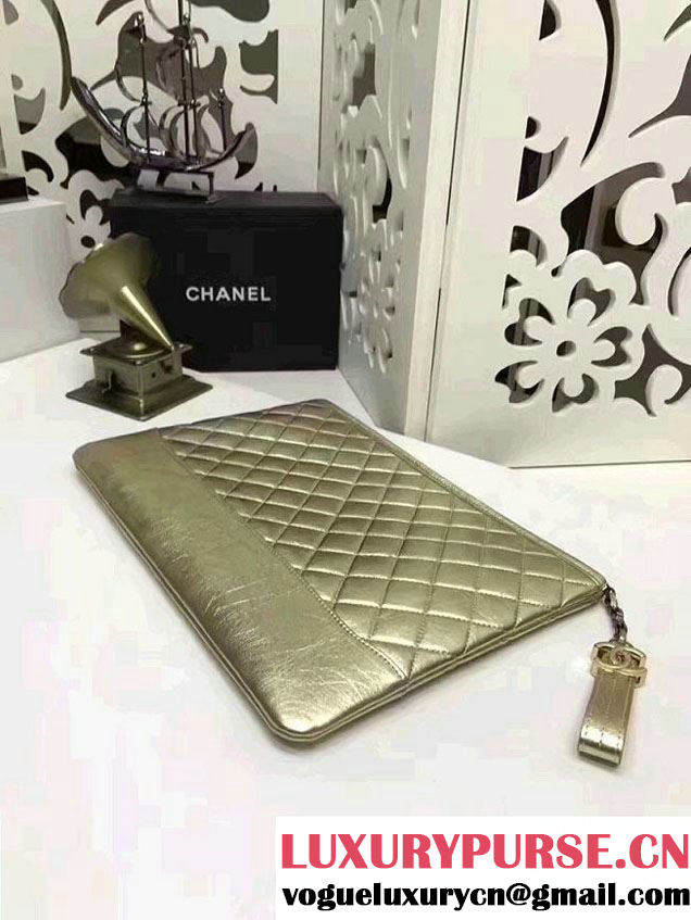 Chanel Gabrielle Pouch Clutch Large Bag A84288 Gold 2017
