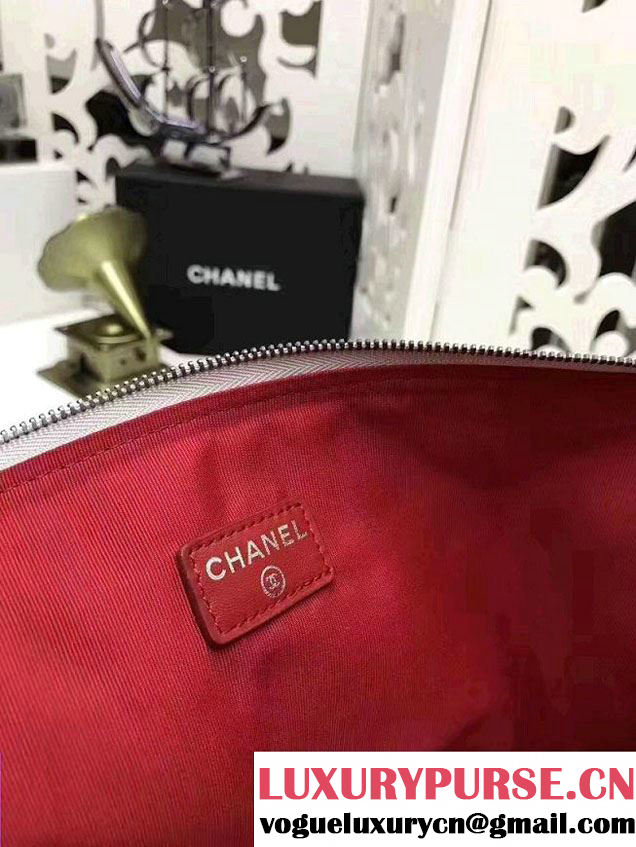 Chanel Gabrielle Pouch Clutch Large Bag A84288 Silver 2017