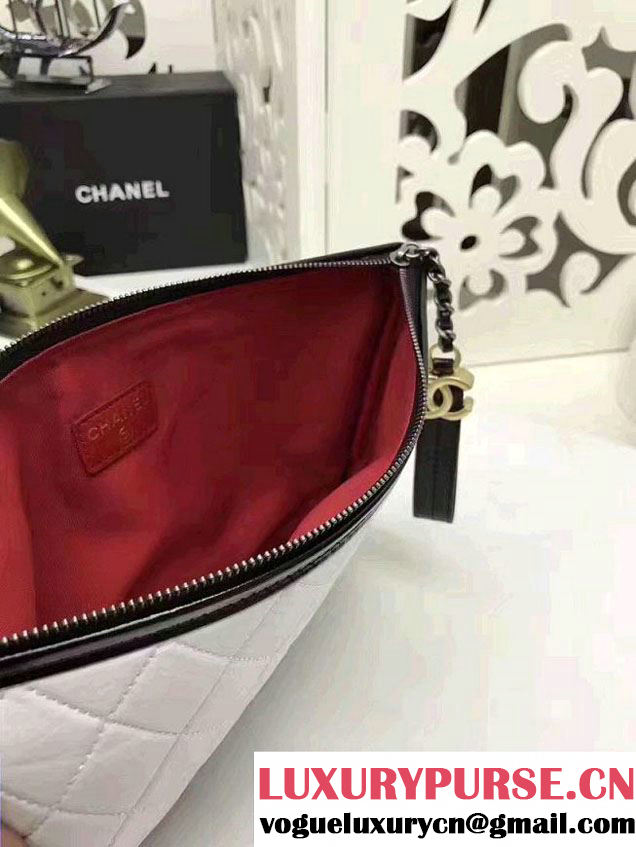 Chanel Gabrielle Pouch Clutch Small Bag A84288 White/Black 2017