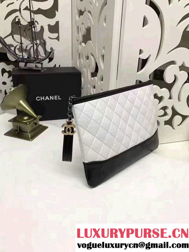 Chanel Gabrielle Pouch Clutch Small Bag A84288 White/Black 2017