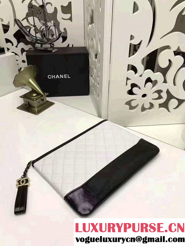 Chanel Gabrielle Pouch Clutch Small Bag A84288 White/Black 2017
