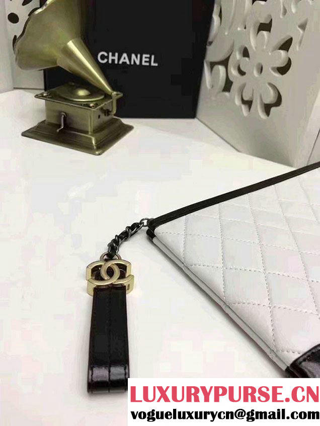 Chanel Gabrielle Pouch Clutch Small Bag A84288 White/Black 2017