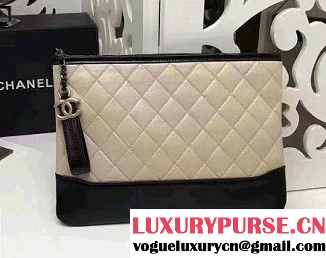 Chanel Gabrielle Pouch Clutch Small Bag A84288 Beige/Black 2017