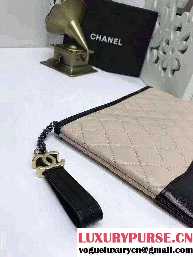 Chanel Gabrielle Pouch Clutch Small Bag A84288 Beige/Black 2017