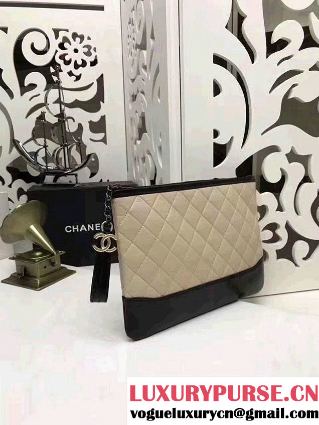 Chanel Gabrielle Pouch Clutch Small Bag A84288 Beige/Black 2017