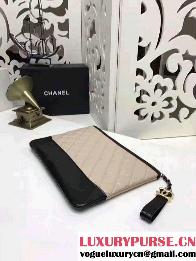 Chanel Gabrielle Pouch Clutch Small Bag A84288 Beige/Black 2017