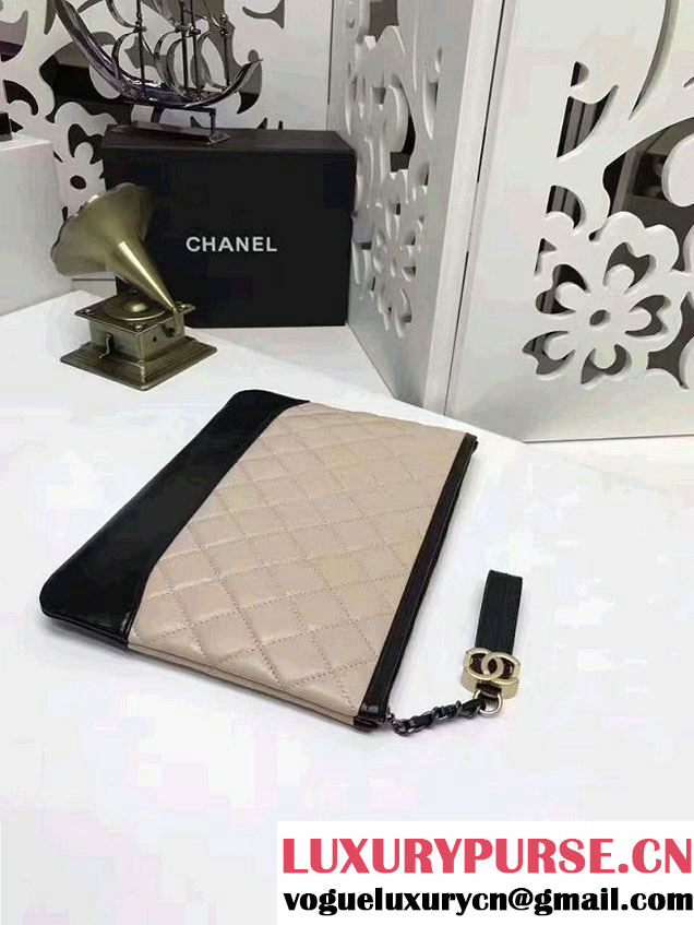 Chanel Gabrielle Pouch Clutch Small Bag A84288 Beige/Black 2017
