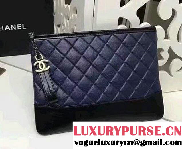 Chanel Gabrielle Pouch Clutch Small Bag A84288 Navy Blue/Black 2017