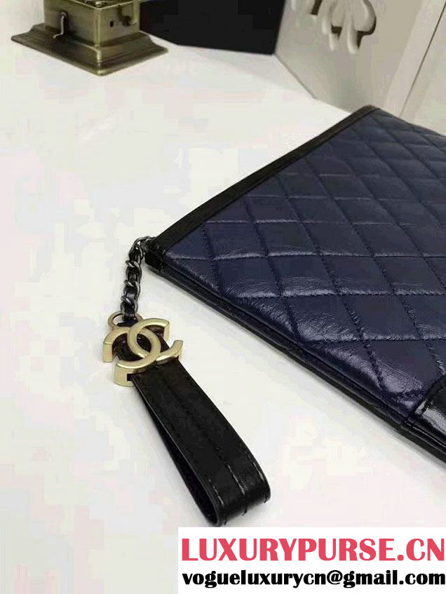 Chanel Gabrielle Pouch Clutch Small Bag A84288 Navy Blue/Black 2017