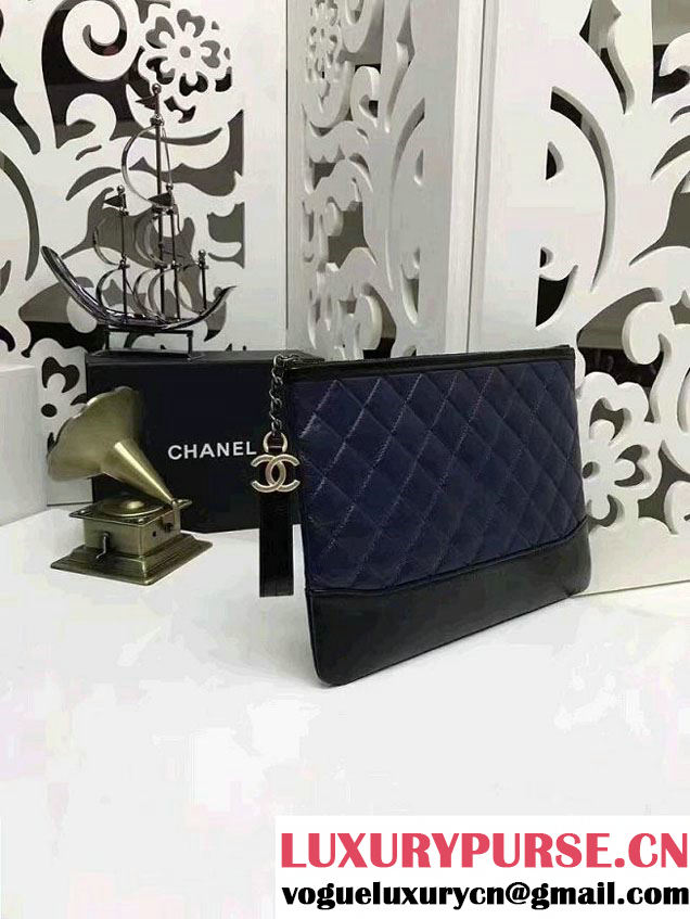 Chanel Gabrielle Pouch Clutch Small Bag A84288 Navy Blue/Black 2017