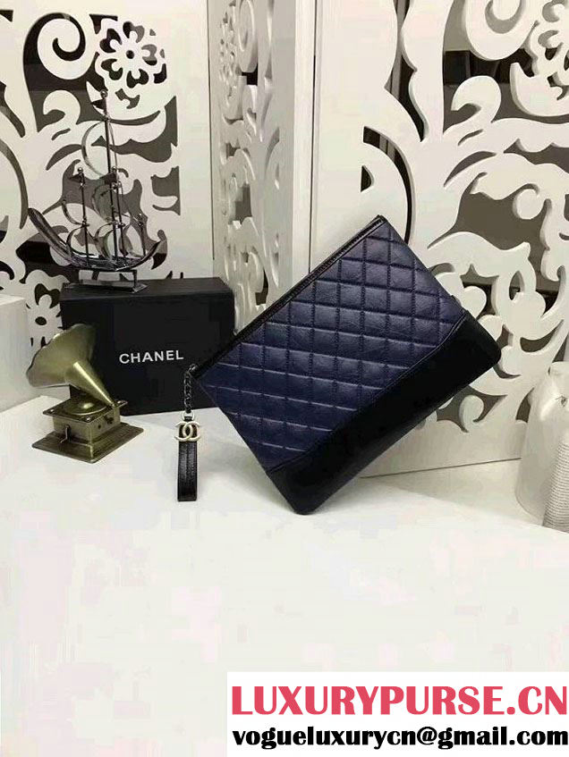 Chanel Gabrielle Pouch Clutch Small Bag A84288 Navy Blue/Black 2017