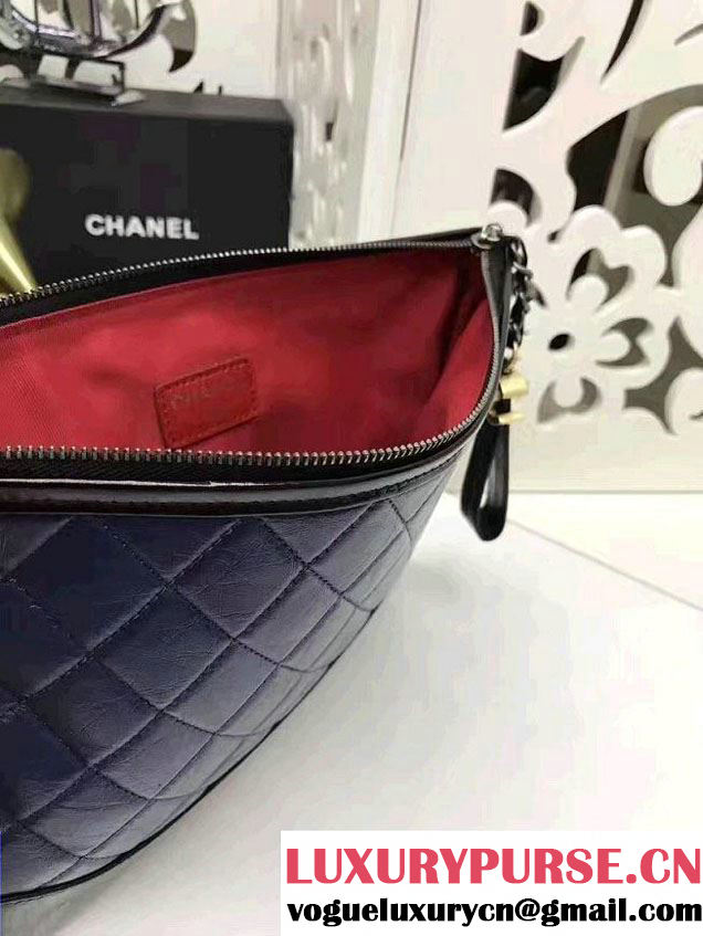 Chanel Gabrielle Pouch Clutch Small Bag A84288 Navy Blue/Black 2017