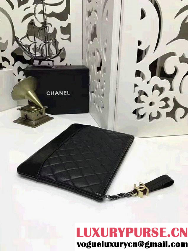 Chanel Gabrielle Pouch Clutch Small Bag A84288 Black 2017
