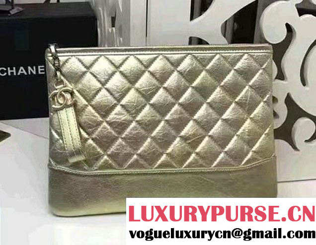 Chanel Gabrielle Pouch Clutch Small Bag A84288 Gold 2017