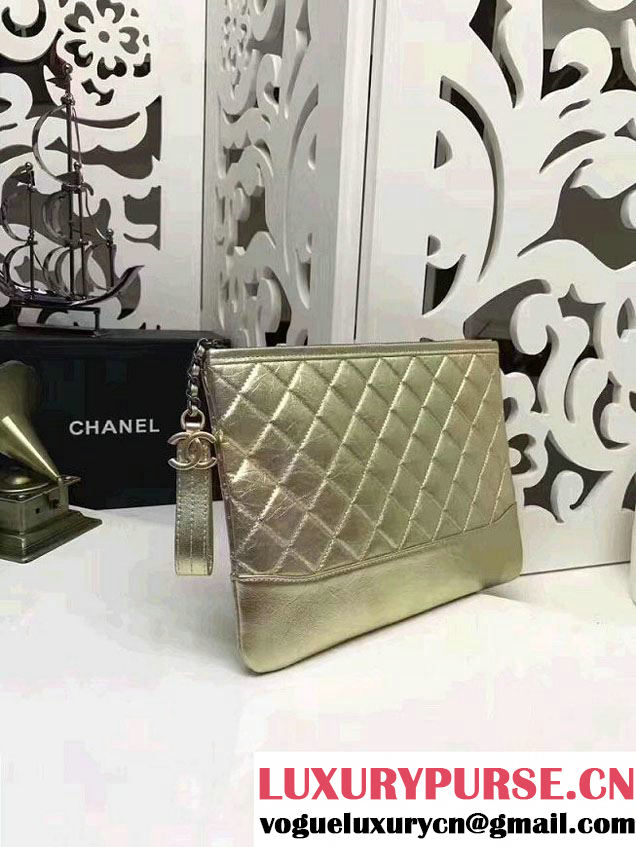 Chanel Gabrielle Pouch Clutch Small Bag A84288 Gold 2017