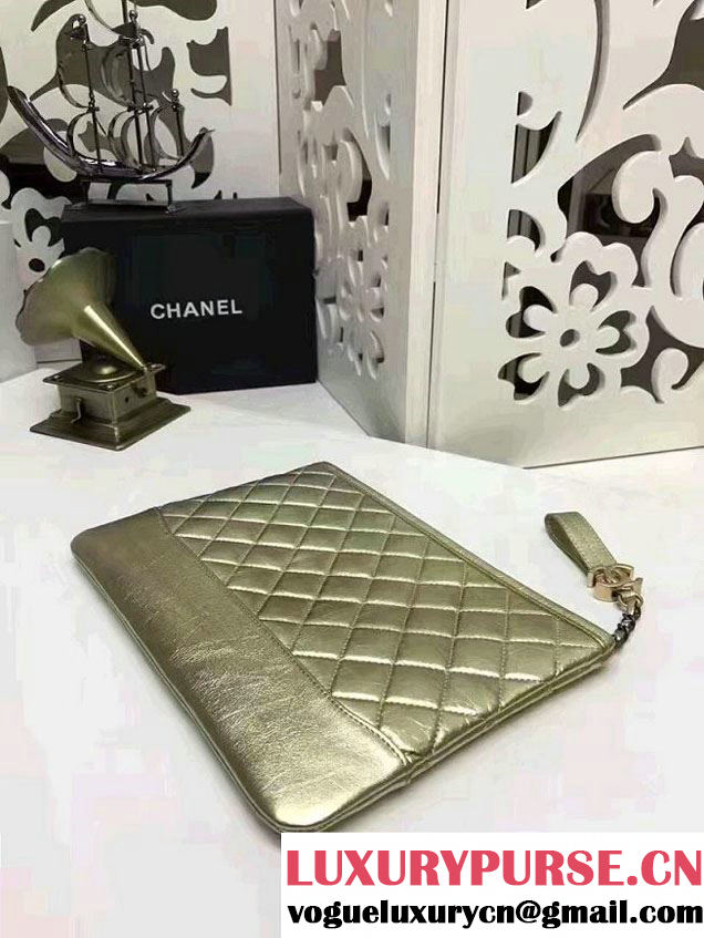 Chanel Gabrielle Pouch Clutch Small Bag A84288 Gold 2017